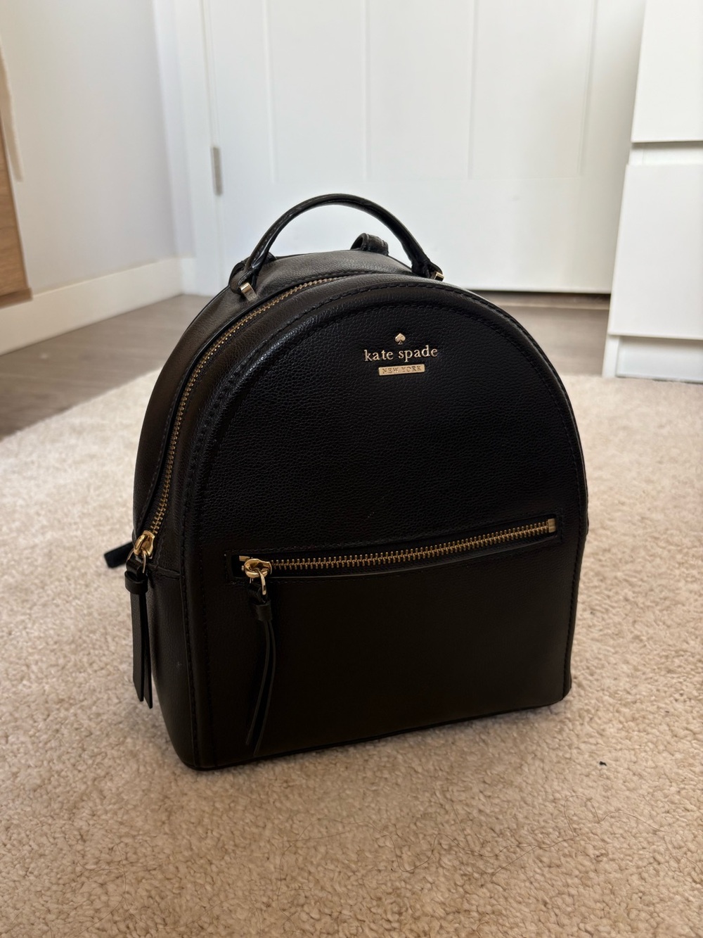 Kate spade Black Leather Mini Backpack with Gold Hardware